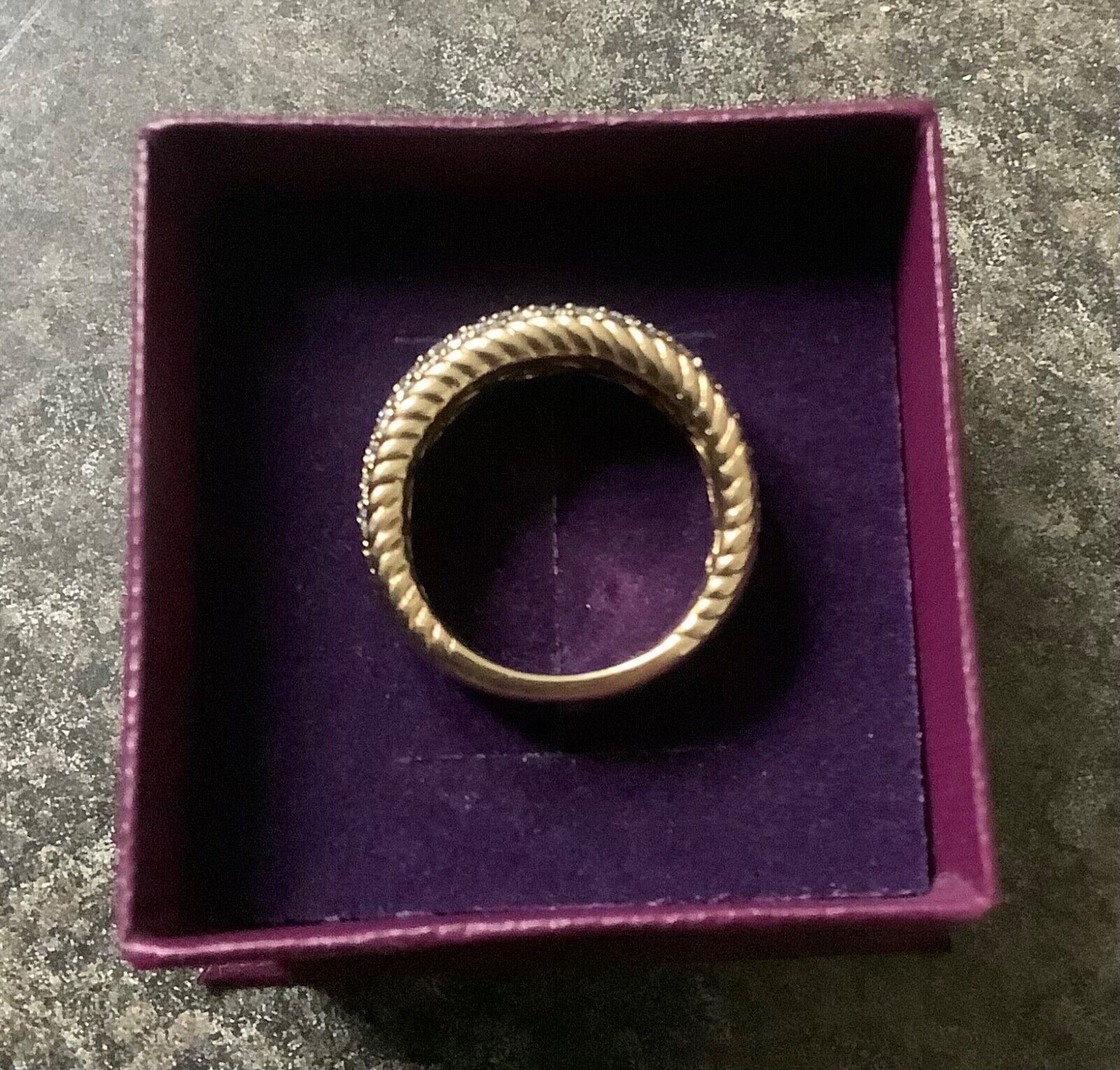 9ct gold diamond designer Sonia Bitton 3 row rope edge ring size N1/2-O 7.77g
