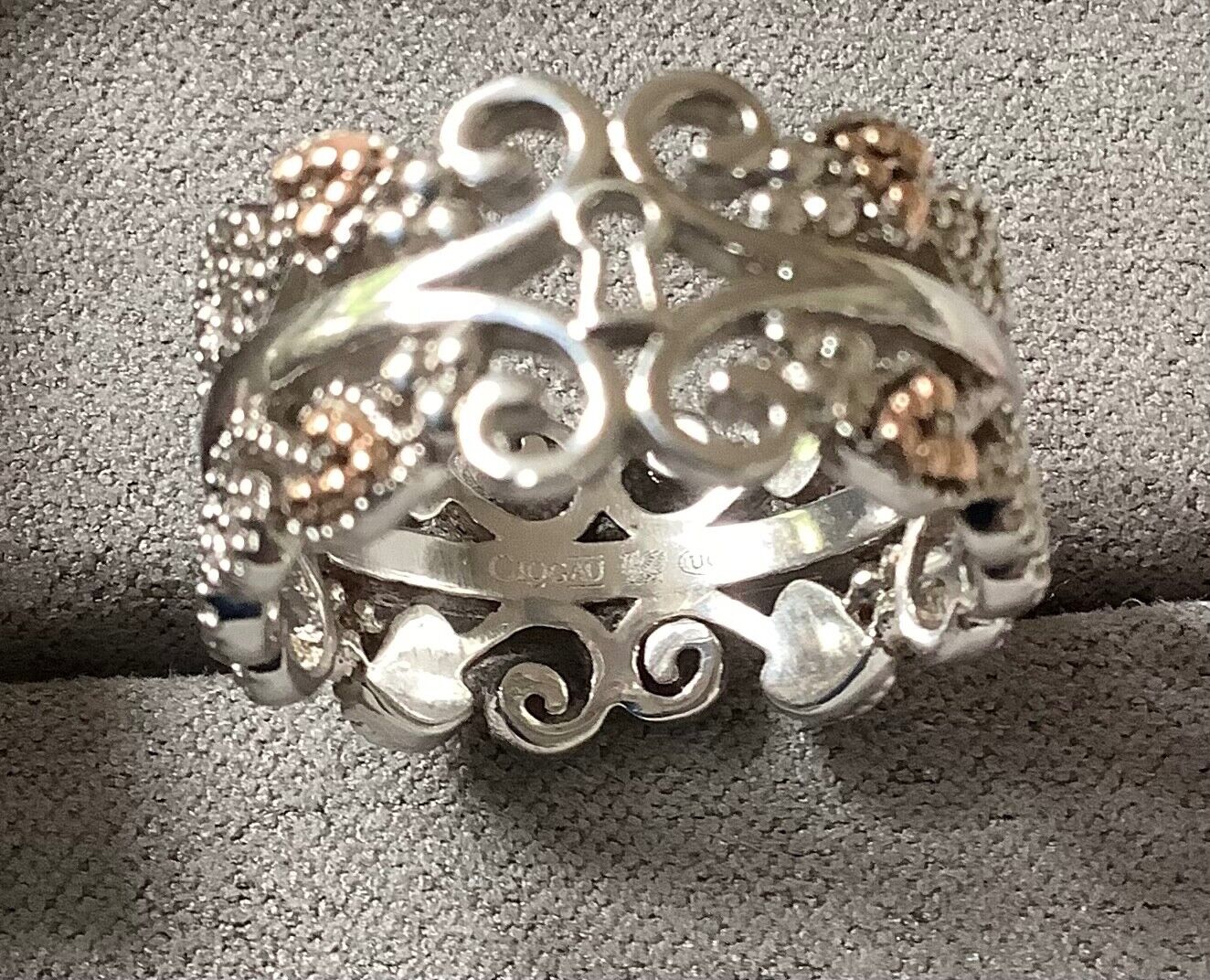 Clogau Kensington ring size L silver and rose gold