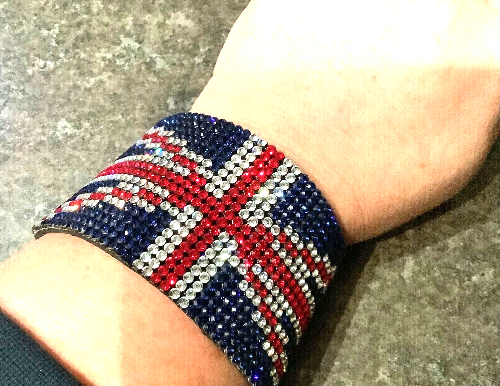 Swarovski Union Jack soft leather cuff bracelet (crystal missing) red white blue