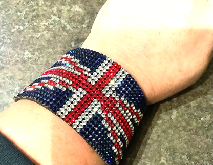Swarovski Union Jack soft leather cuff bracelet (crystal missing) red white blue