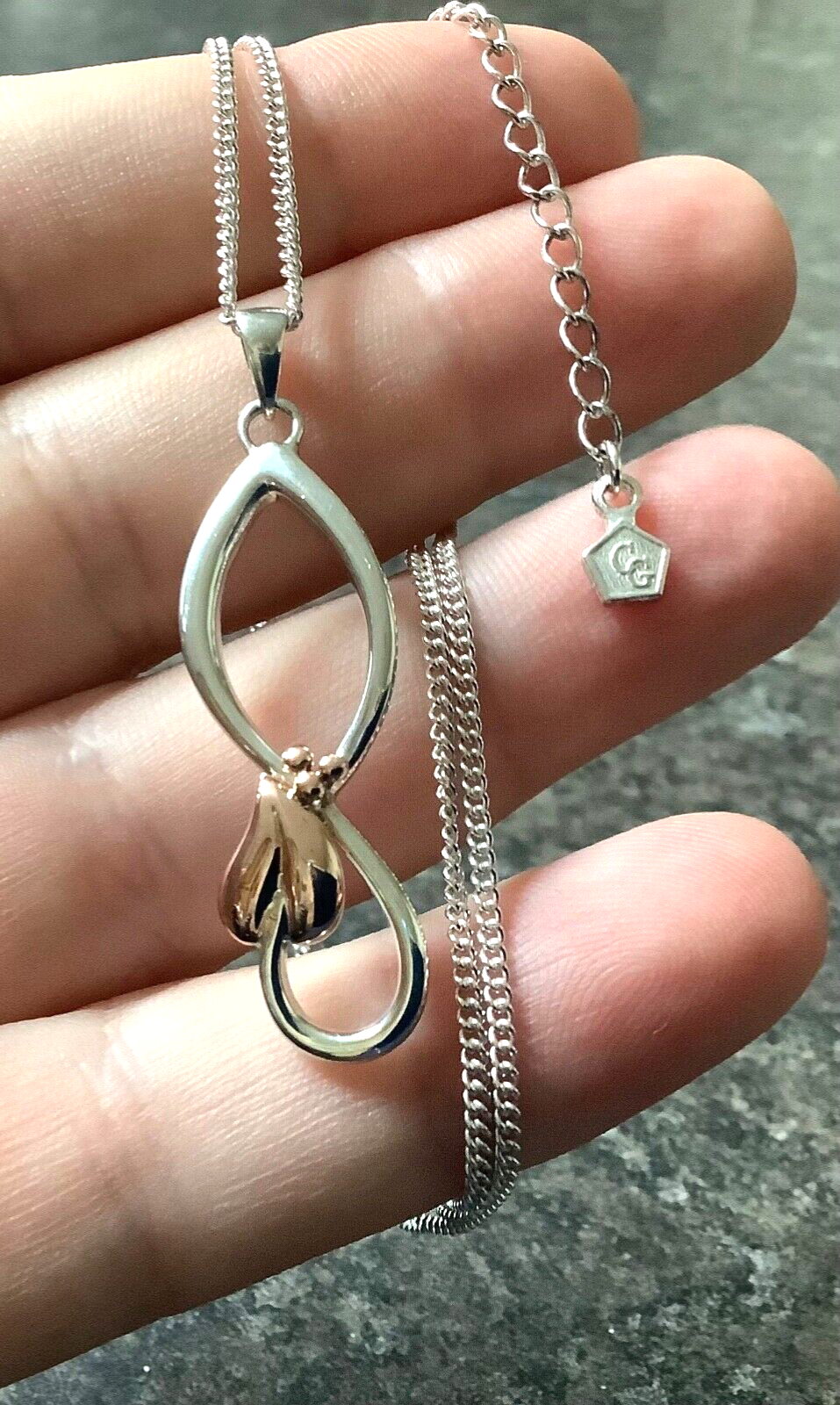 Clogau Tree of Life pendant necklace 18-20” silver and rose gold