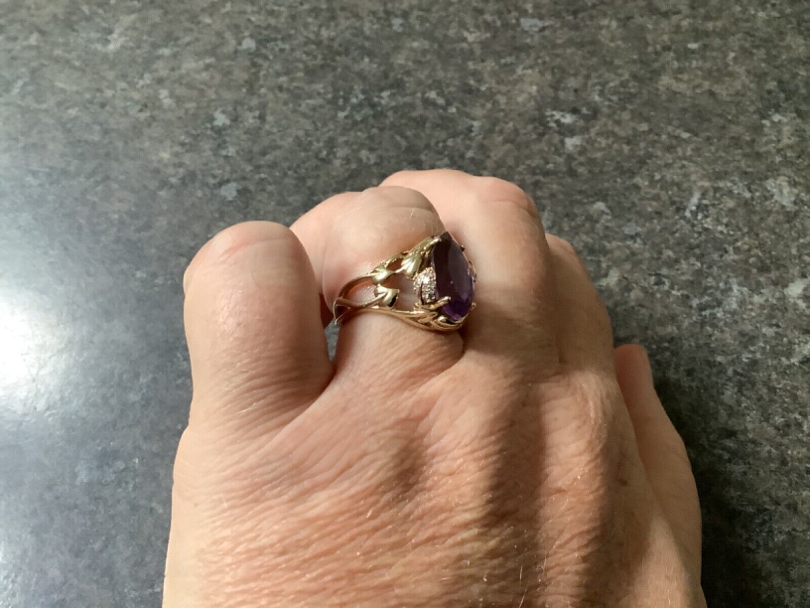 Clogau 9ct Ar Dan Amethyst and Diamond Tree of Life ring P yellow & rose gold