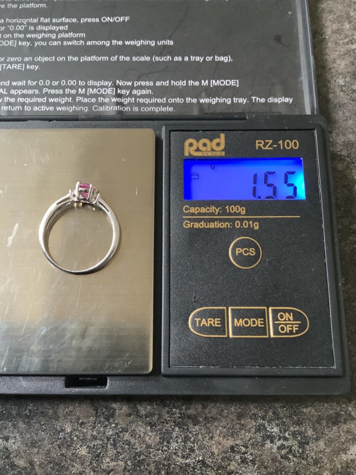 9ct Pink Cuprian Tourmaline and diamond ring size N-N1/2 white gold certificate