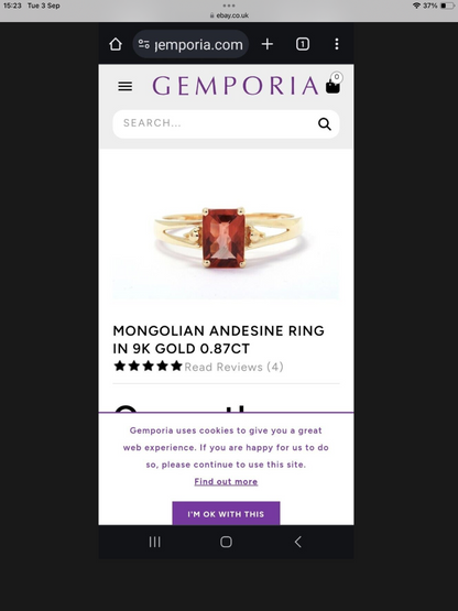 9K Mongolian Andesine 0.87CT ring size N1/2 yellow gold