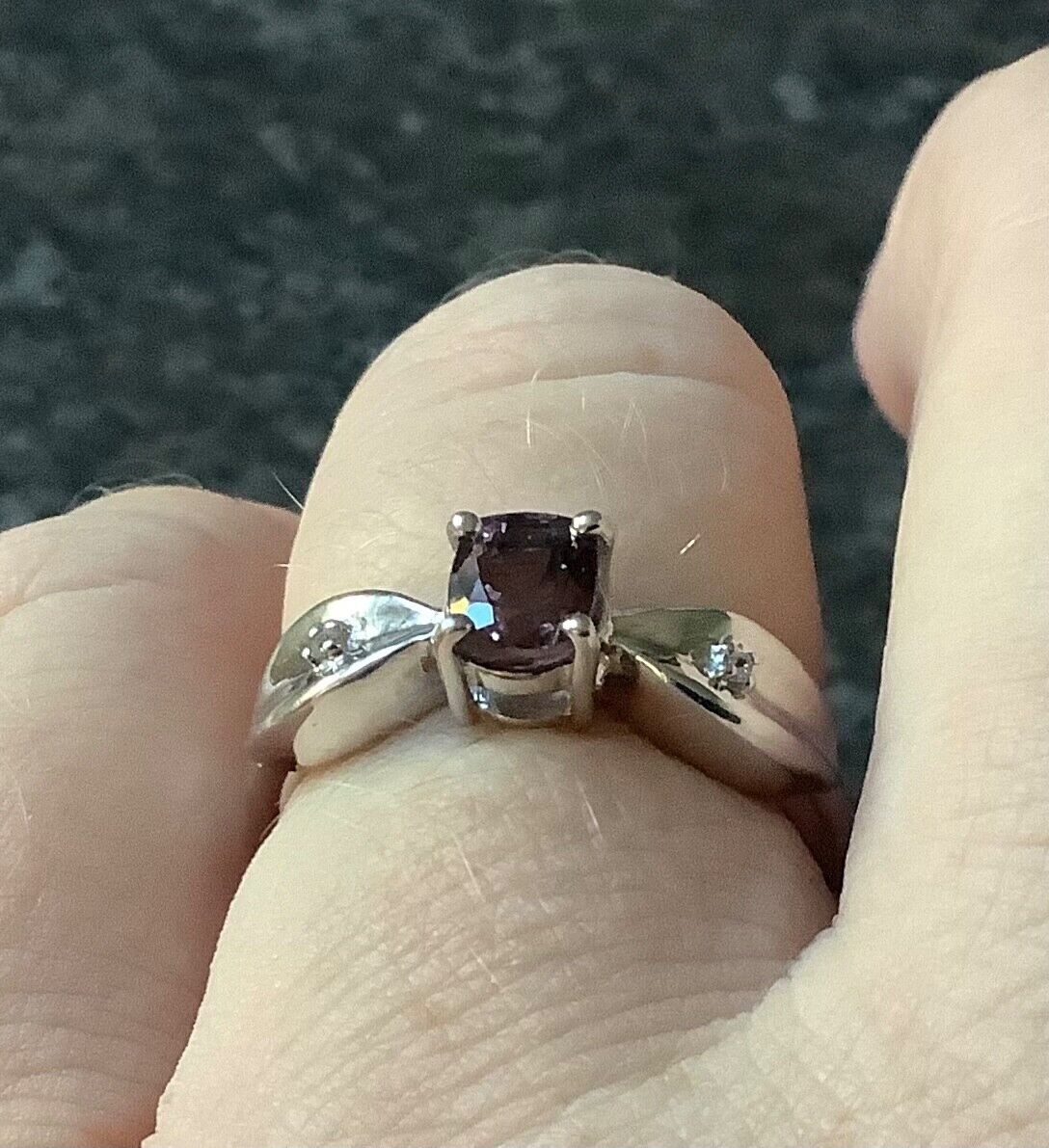 925 Purple Spinel solitaire sterling silver ring size P1/2