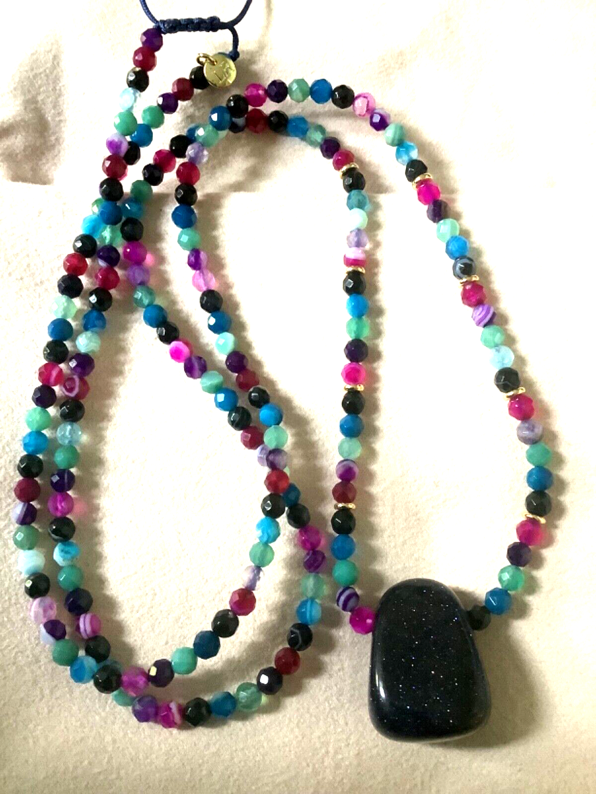 Lola Rose Blue Goldstone & multicolour semi-precious bead necklace adjustable