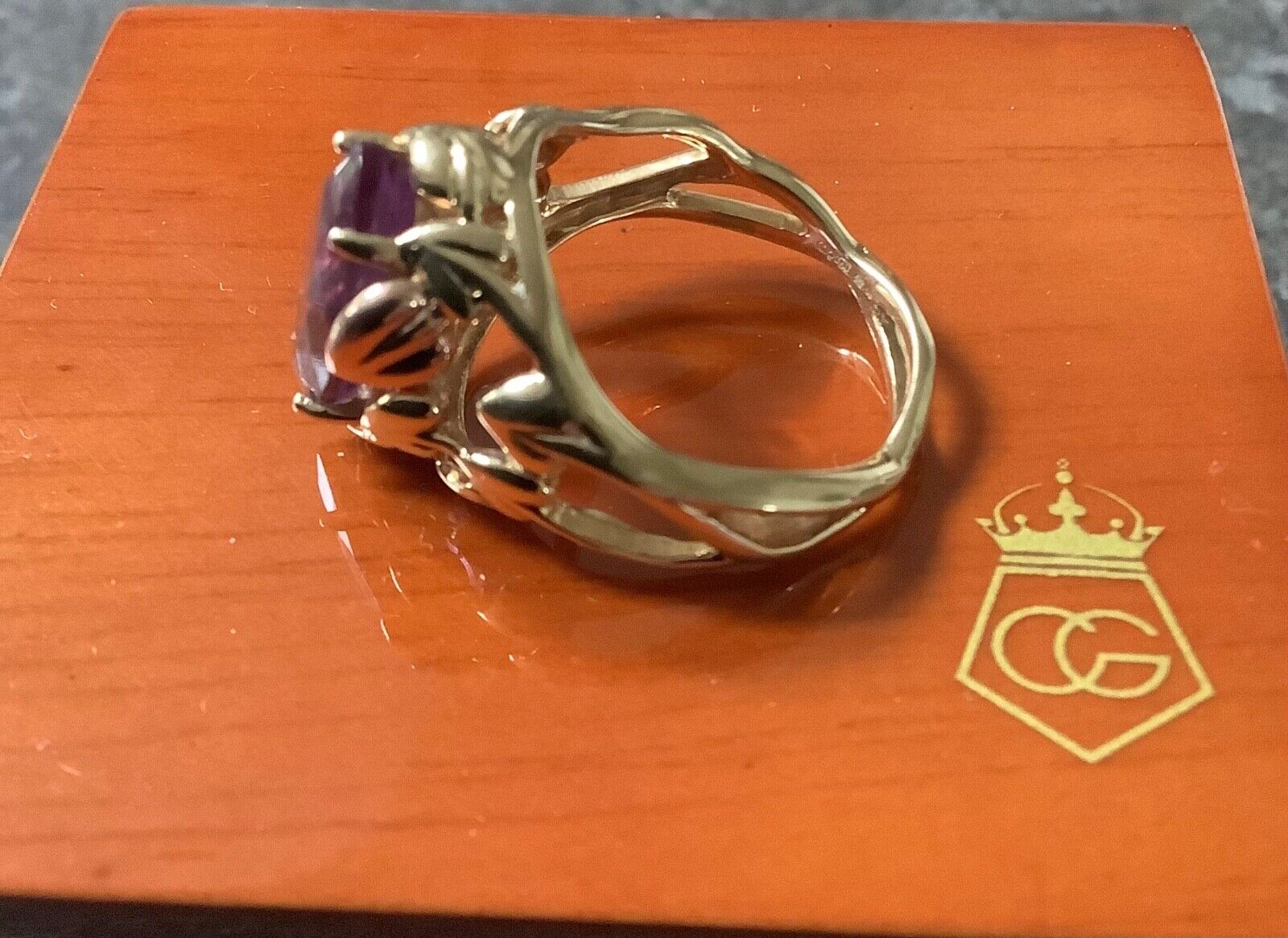 Clogau 9ct Ar Dan Amethyst and Diamond Tree of Life ring P yellow & rose gold