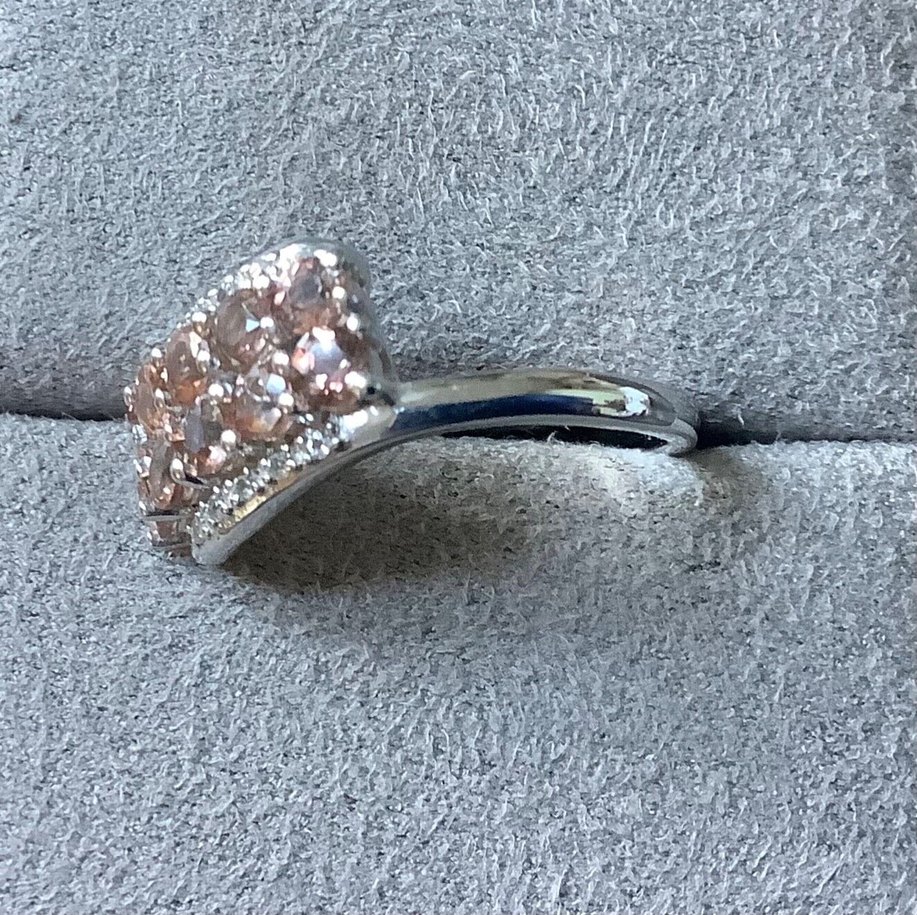 925 Andalusite & zircon offset double row bypass ring size P1/2 sterling silver