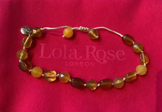 Lola Rose Amber Agate rectangle and round faceted bead adjustable bracelet