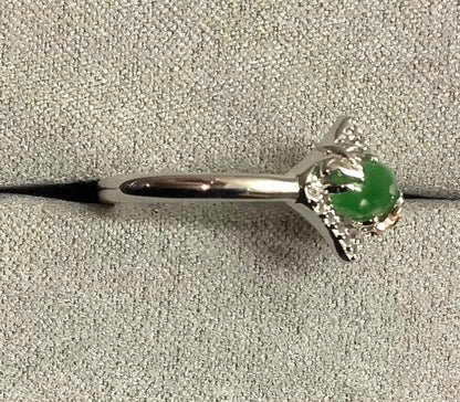 Clogau Ivy Leaves green jasper and white topaz ring size R silver and rose gold