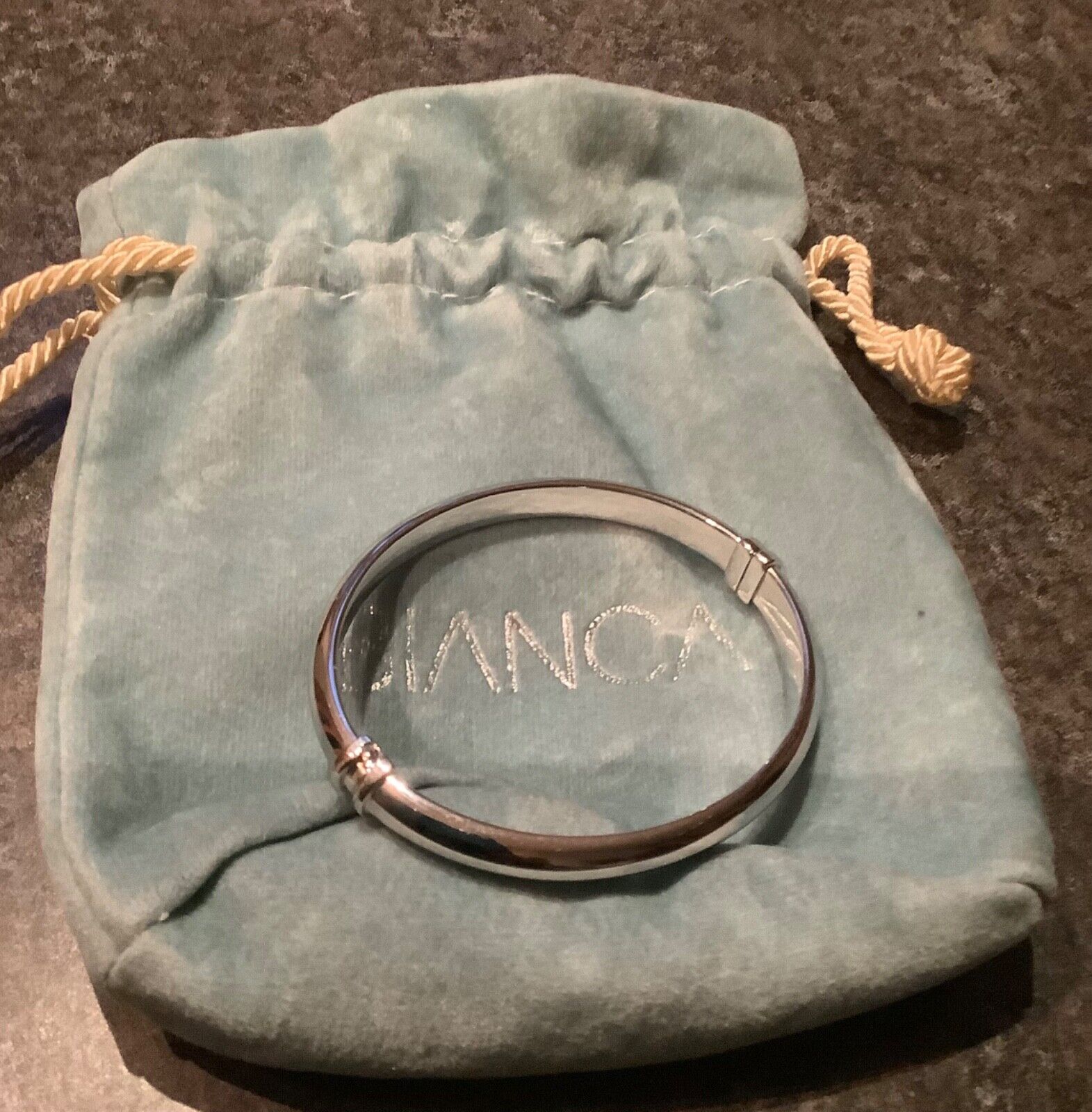 925 Oval hinge bangle silver BIANCA HALLMARKED bracelet in BIANCA pouch