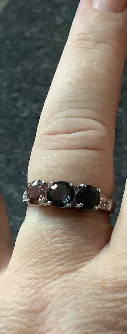 925 Spinel multicolour trilogy ring size P1/2 sterling silver