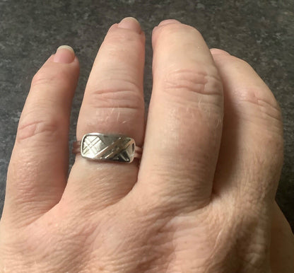 Clogau Tartan Slim ring size P Unisex ladies gents silver and rose gold RRP £129