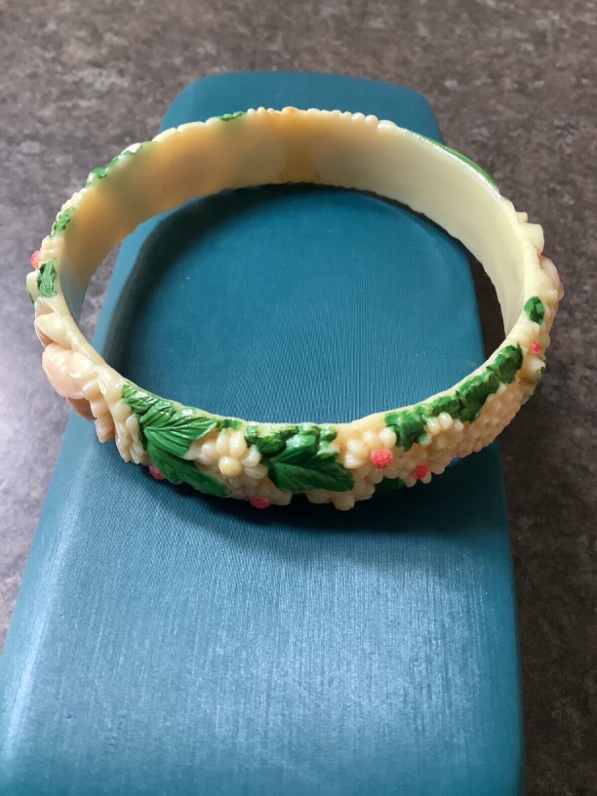 Vintage celluloid floral roses coloured bangle bracelet