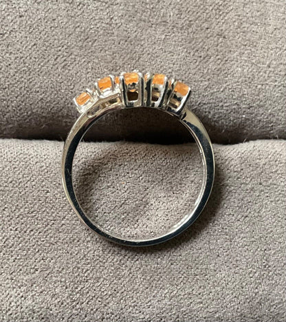 925 peachy orange gemstone cluster ring size P sterling silver TGGC