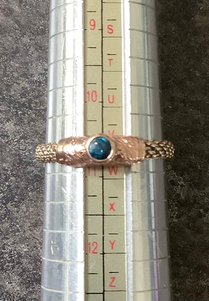 Clogau 9ct Sapphire birthstone weave ring size V1/2 yellow and rose gold RARE