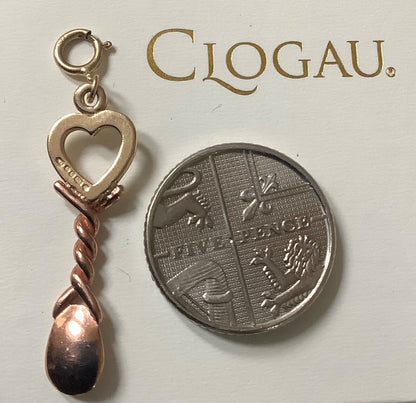 Clogau Welsh Love spoon yellow and rose gold charm