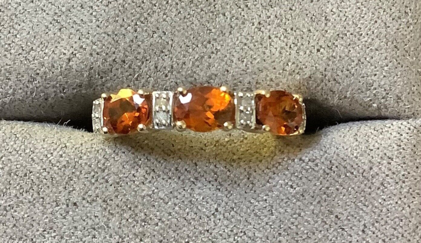 9ct Malaia garnet and diamond ring size N1/2 yellow gold with certificate
