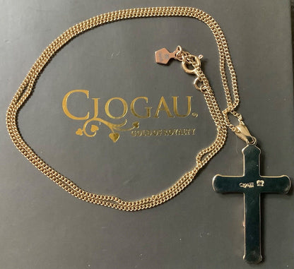 Clogau 9ct Tree of Life cross pendant necklace 18" yellow and rose gold