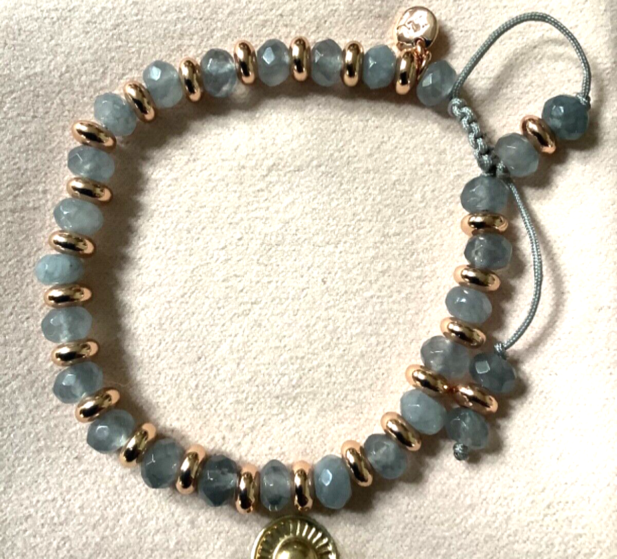 Lola Rose faceted grey bead semi-precious gemstone adjustable bracelet rose gold