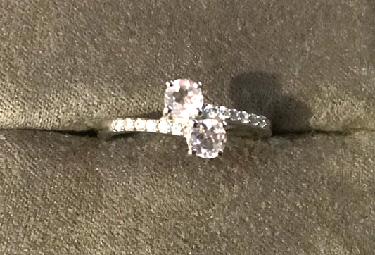 925 pink spinel & white zircon cross over bypass ring size N1/2 Gemporia