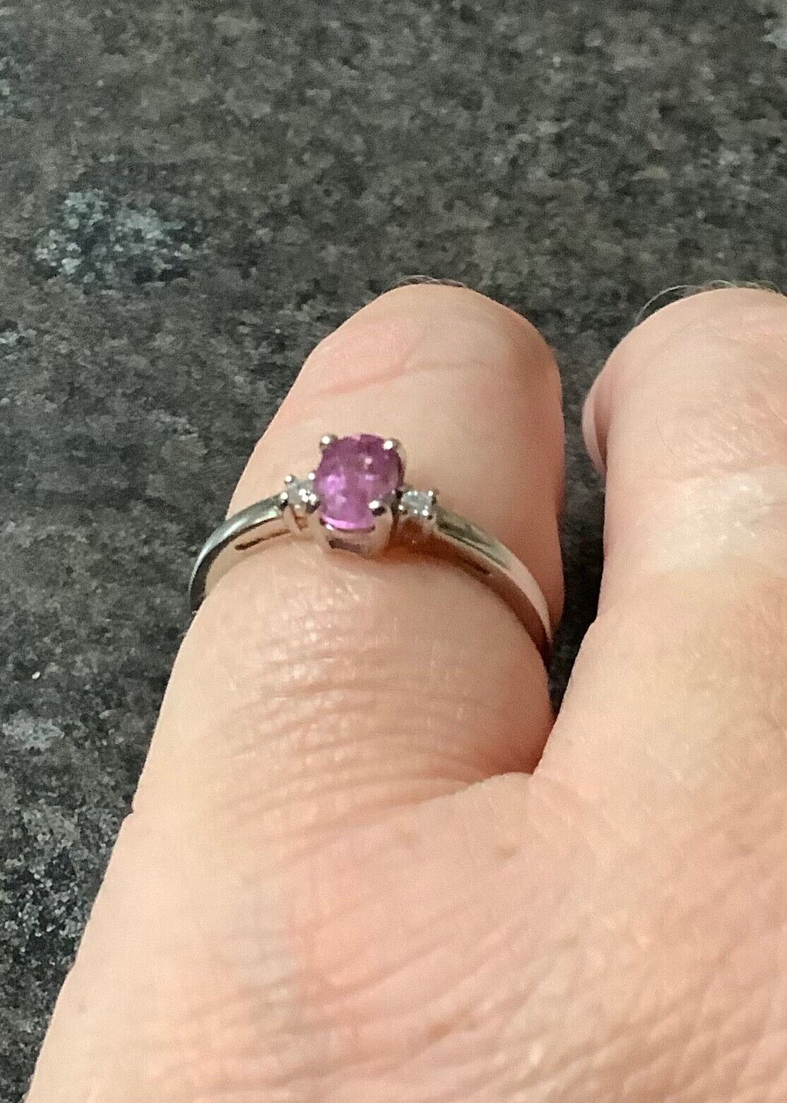 9ct Pink Cuprian Tourmaline and diamond ring size N-N1/2 white gold certificate