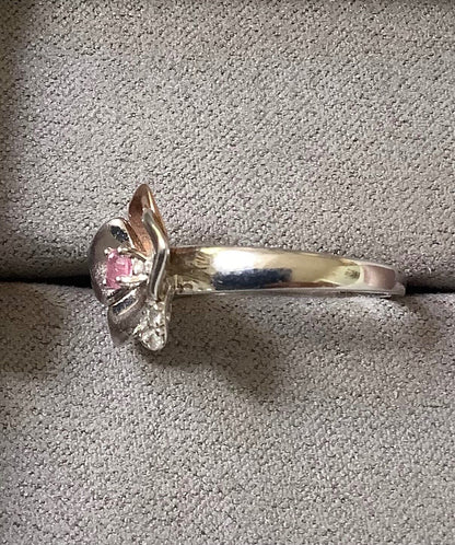 Clogau pink sapphire orchid ring size M silver and rose gold