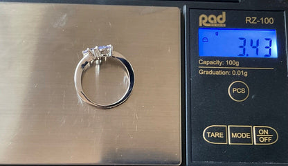 925 Tanzanite and Diamond pear cut bypass ring size Q sterling silver