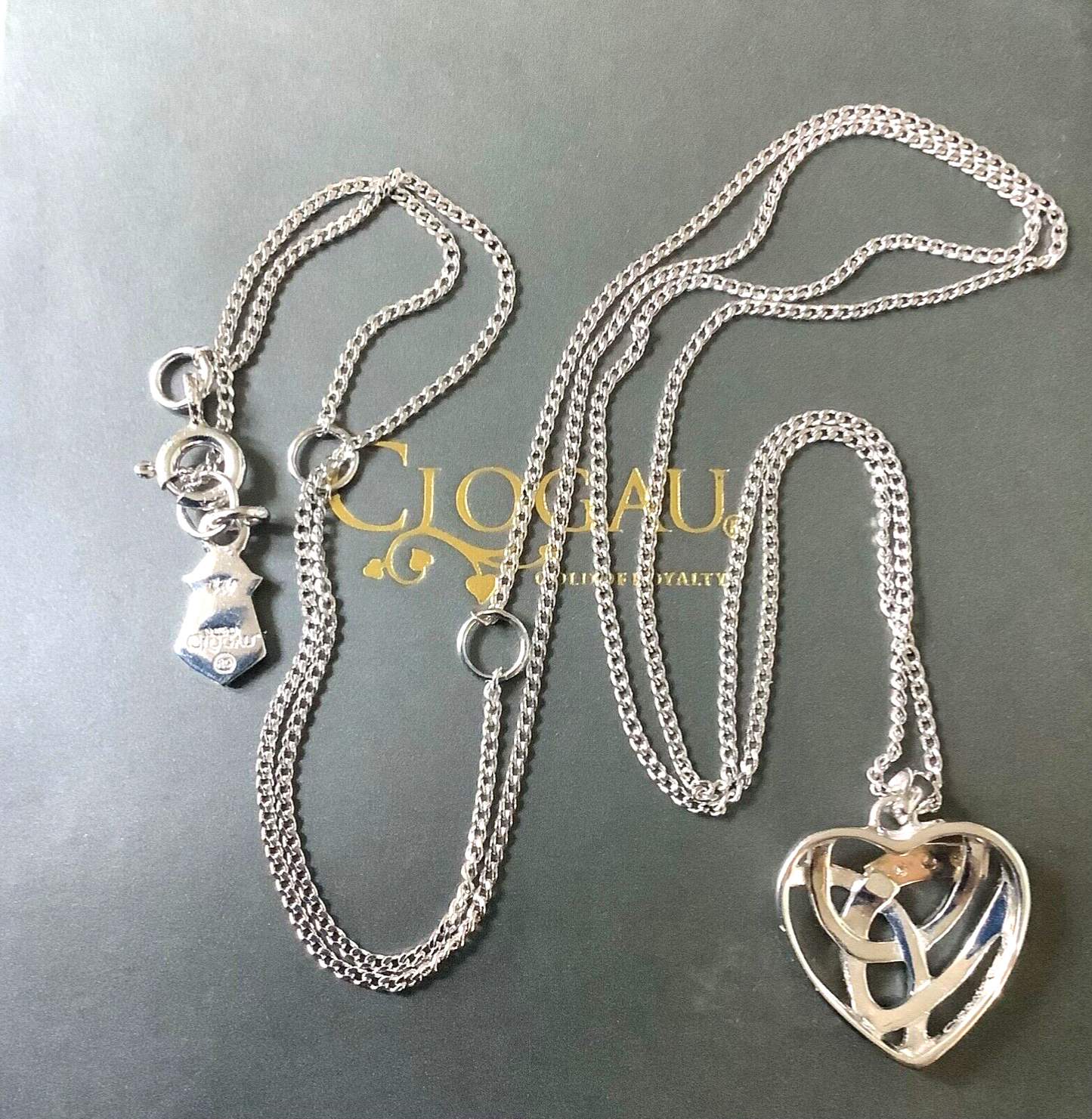 Clogau eternal love diamond heart earrings and necklace set silver and rose gold