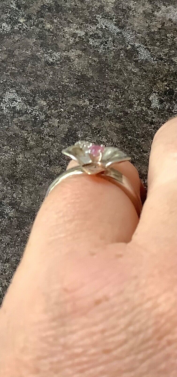 Clogau pink sapphire orchid ring size M silver and rose gold