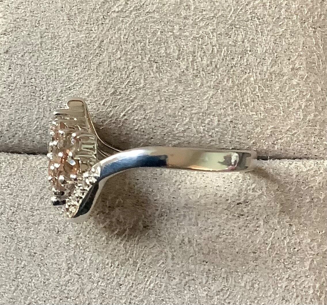 925 Andalusite & zircon cluster wave bypass shoulders ring P1/2 sterling silver
