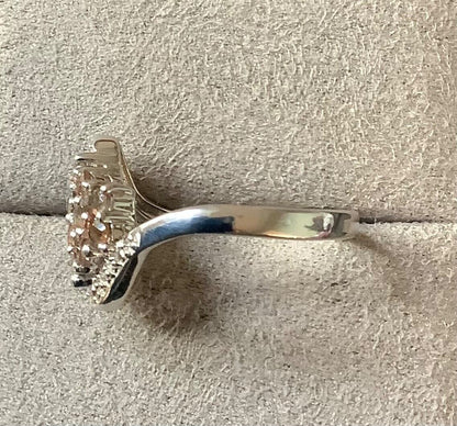 925 Andalusite & zircon cluster wave bypass shoulders ring P1/2 sterling silver