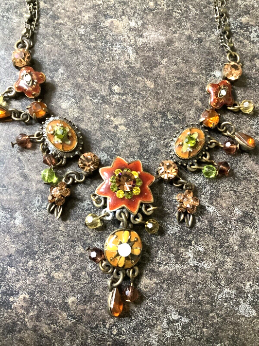 Axelle creation vintage enamel and crystal bronze tone