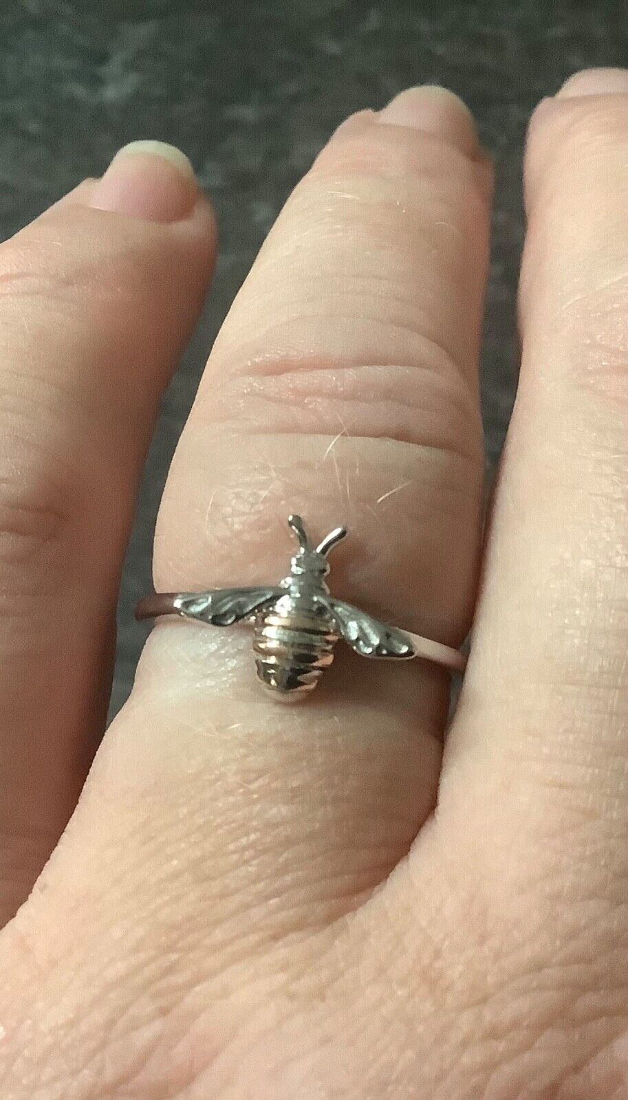 Clogau Honey Bee ring size P silver and rose gold