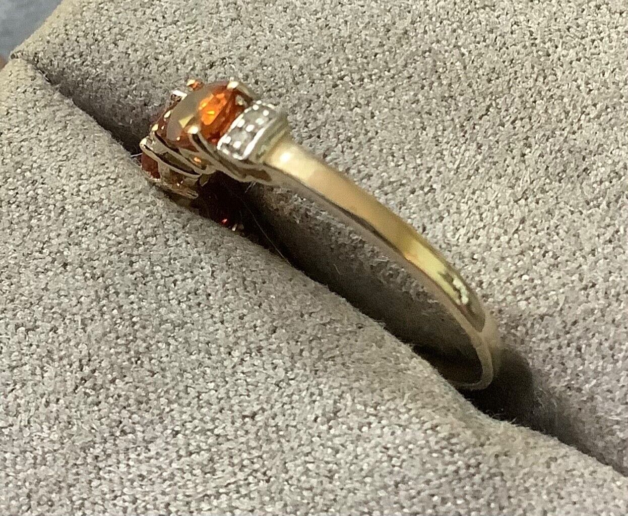 9ct Malaia garnet and diamond ring size N1/2 yellow gold with certificate