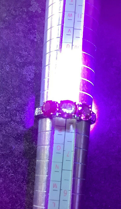 925 Spinel multicolour trilogy ring size P1/2 sterling silver