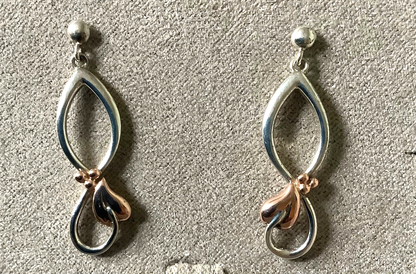 Clogau Tree of Life drop earrings silver and rose gold