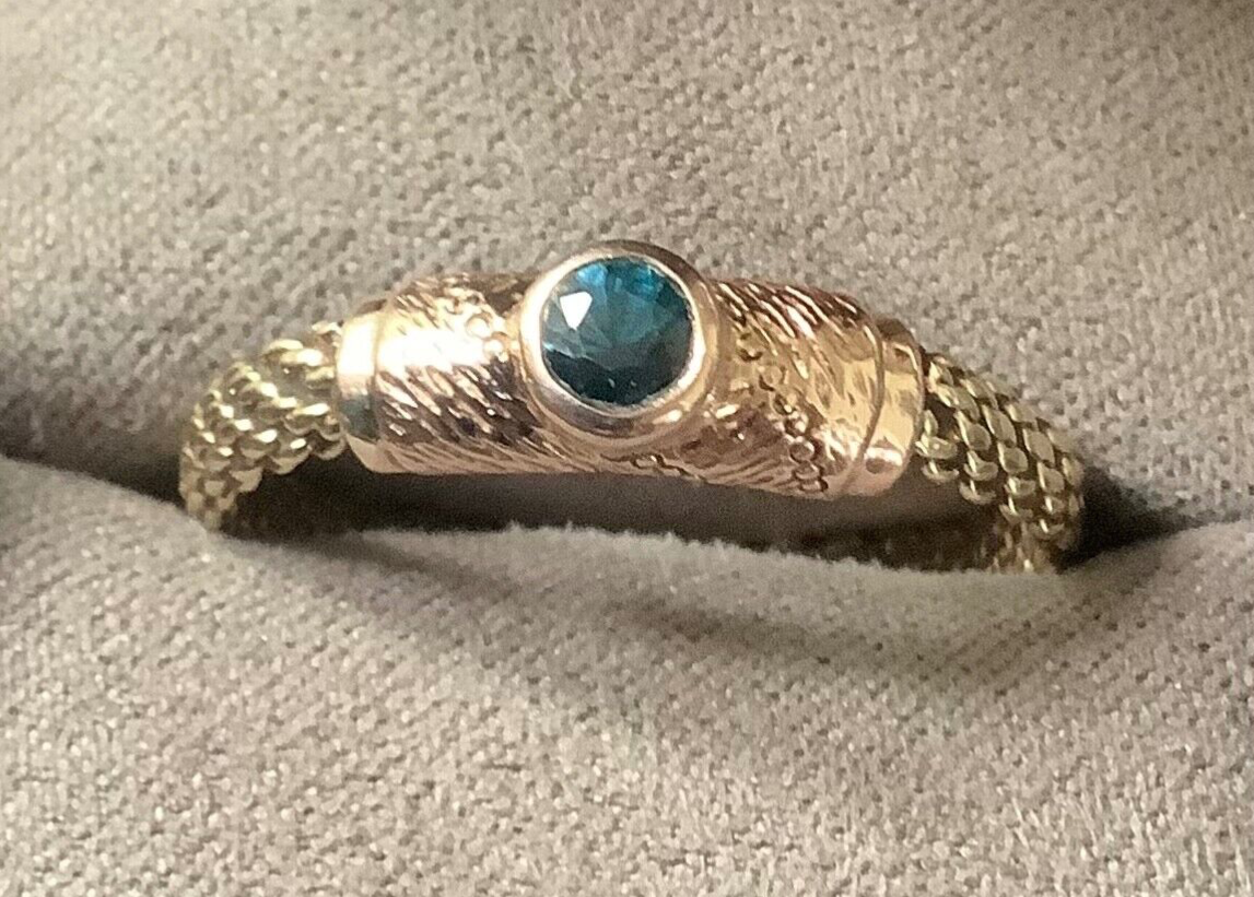 Clogau 9ct Sapphire birthstone weave ring size V1/2 yellow and rose gold RARE