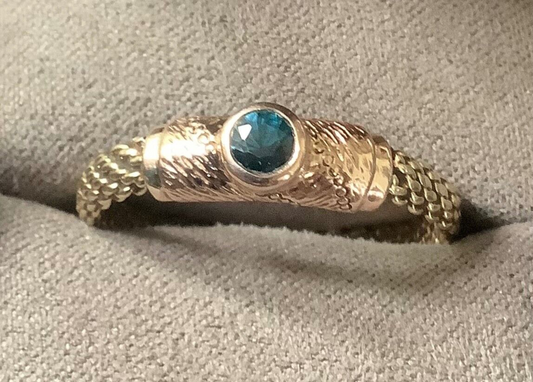Clogau 9ct Sapphire birthstone weave ring size V1/2 yellow and rose gold RARE