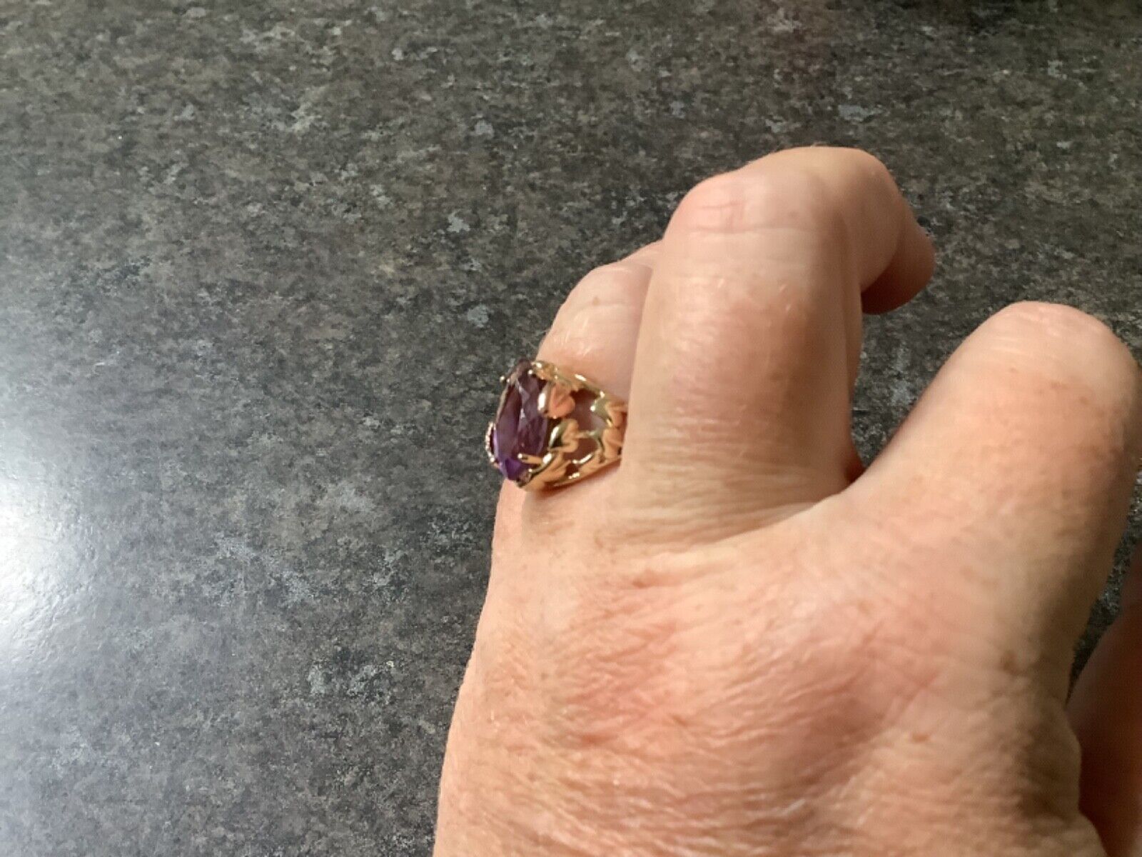 Clogau 9ct Ar Dan Amethyst and Diamond Tree of Life ring P yellow & rose gold