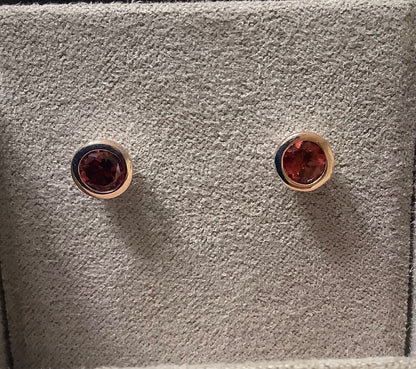 Clogau January Garnet birthstone stud earrings silver and rose gold