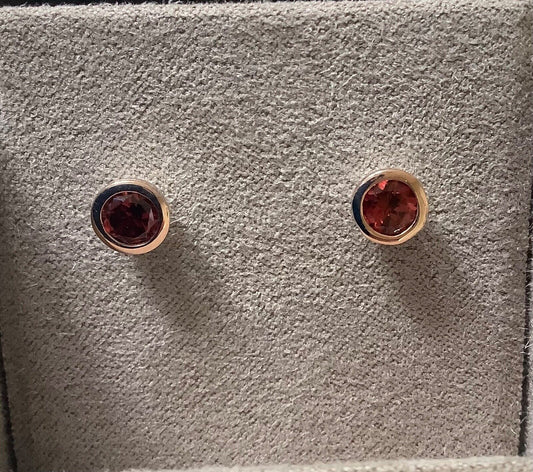 Clogau January Garnet birthstone stud earrings silver and rose gold