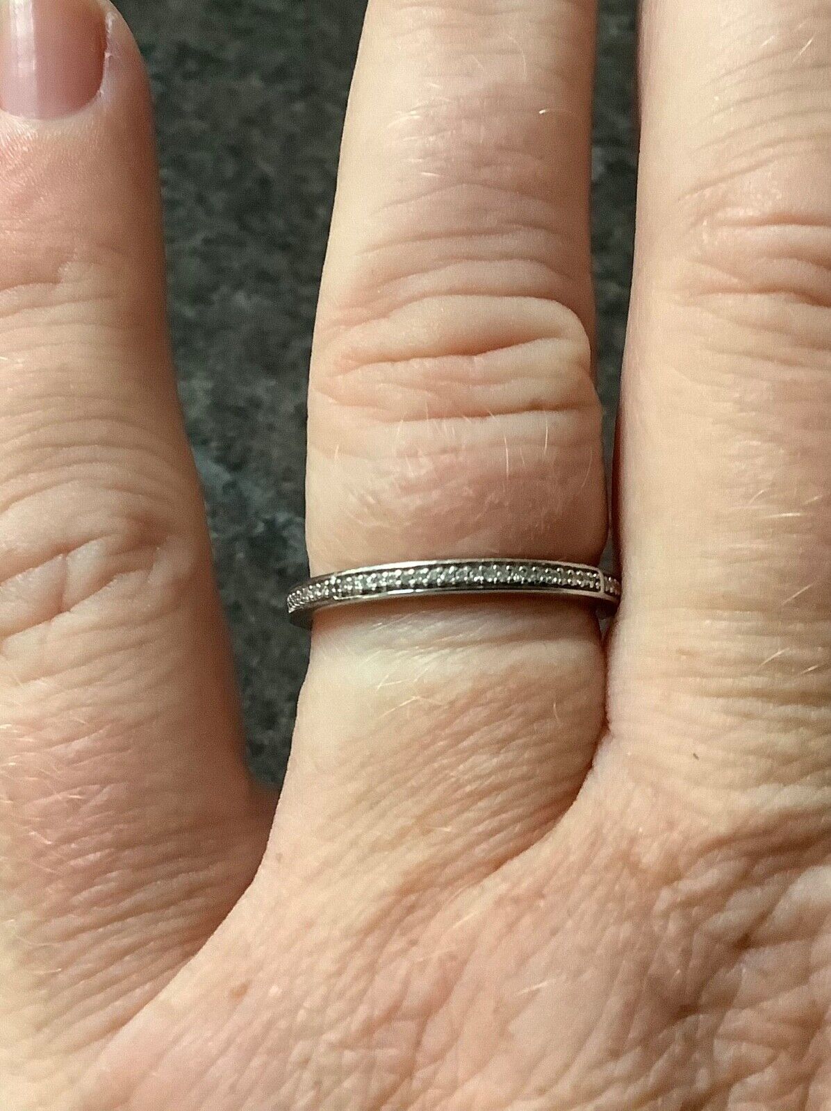 9ct white gold 0.15ct natural diamond 3 stacking rings size O1/2 - P RRP £699