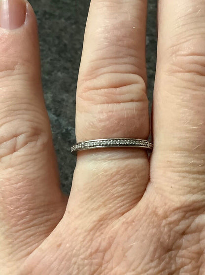9ct white gold 0.15ct natural diamond 3 stacking rings size O1/2 - P RRP £699