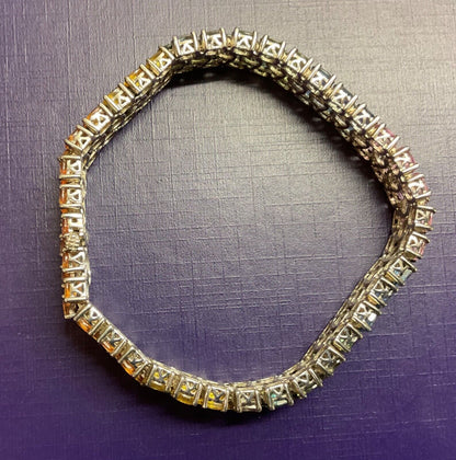 925 Rainbow Sapphire 3 row bracelet sterling silver TJC 19cm