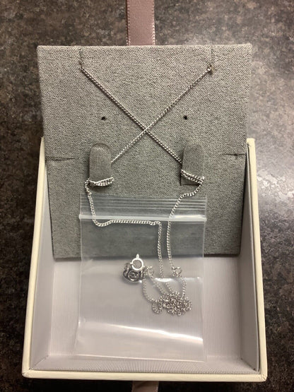 Clogau Queens Jubilee Superbloom Blue Topaz silver pearl necklace RRP £260