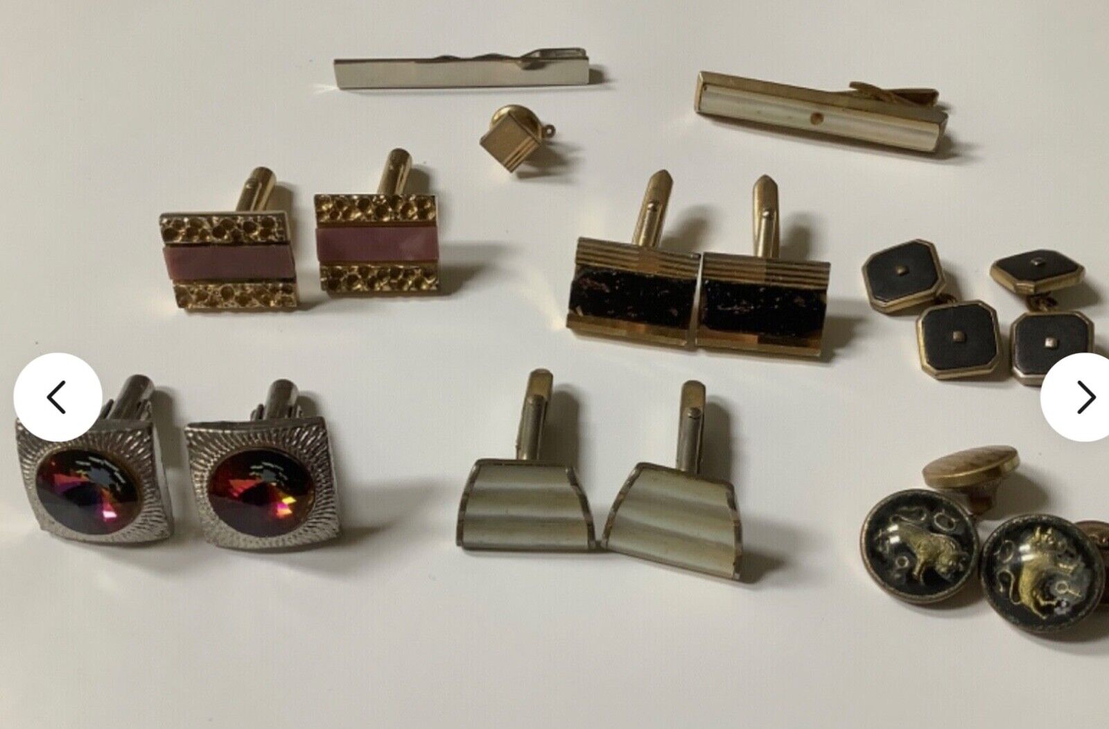 vintage cufflinks and tie clips bundle silver tone gold tone