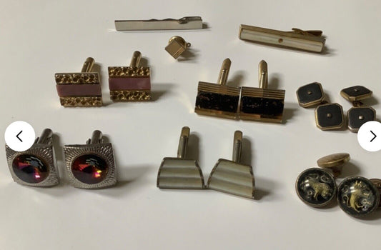 vintage cufflinks and tie clips bundle silver tone gold tone