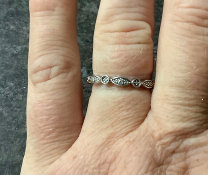 9ct white gold 0.15ct natural diamond 3 stacking rings size O1/2 - P RRP £699