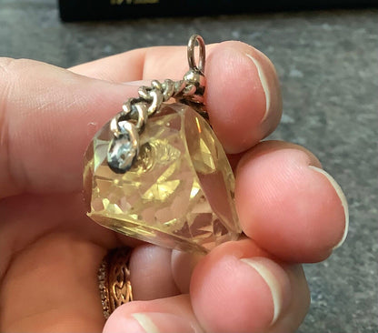 Antique 9ct citrine large swivel fob pendant 19.31g Birmingham 1901